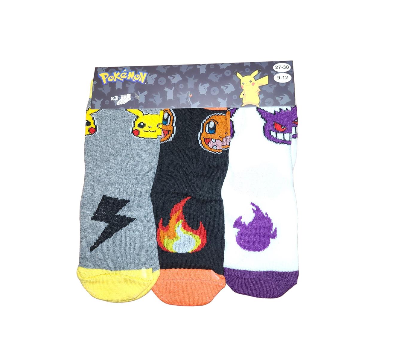 3 paires de chaussettes Pokémon