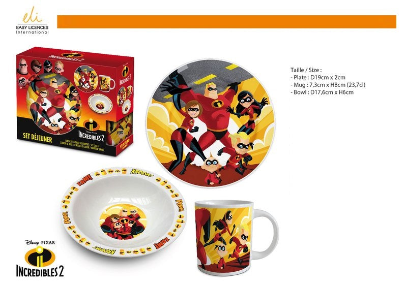 Ensemble petit-déjeuner/déjeuner 3 pièces Les Indestructibles (céramique)