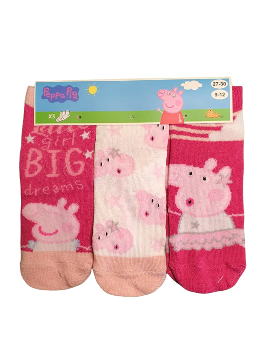 3 paar enkelsokken Peppa Pig - roze - maat 31/34