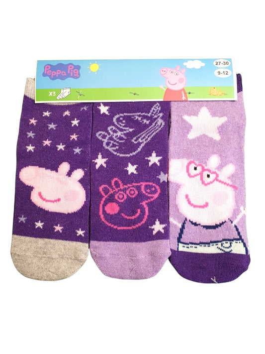 3 paar enkelsokken Peppa Pig - paars - maat 31/34