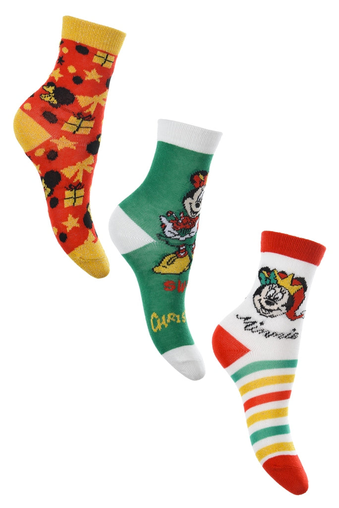 3 Paar Minnie Maus Weihnachtssocken