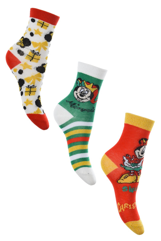 3 Paar Minnie Maus Weihnachtssocken