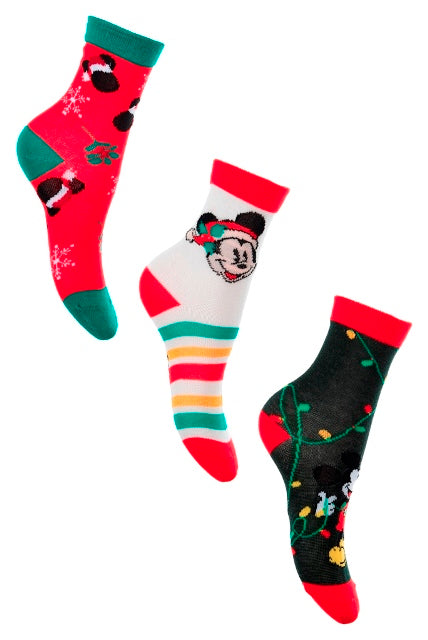 3 Paar Mickey Mouse Weihnachtssocken