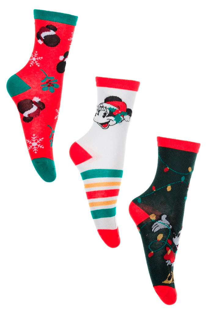 3 Paar Minnie Mouse Weihnachtssocken (Damen)