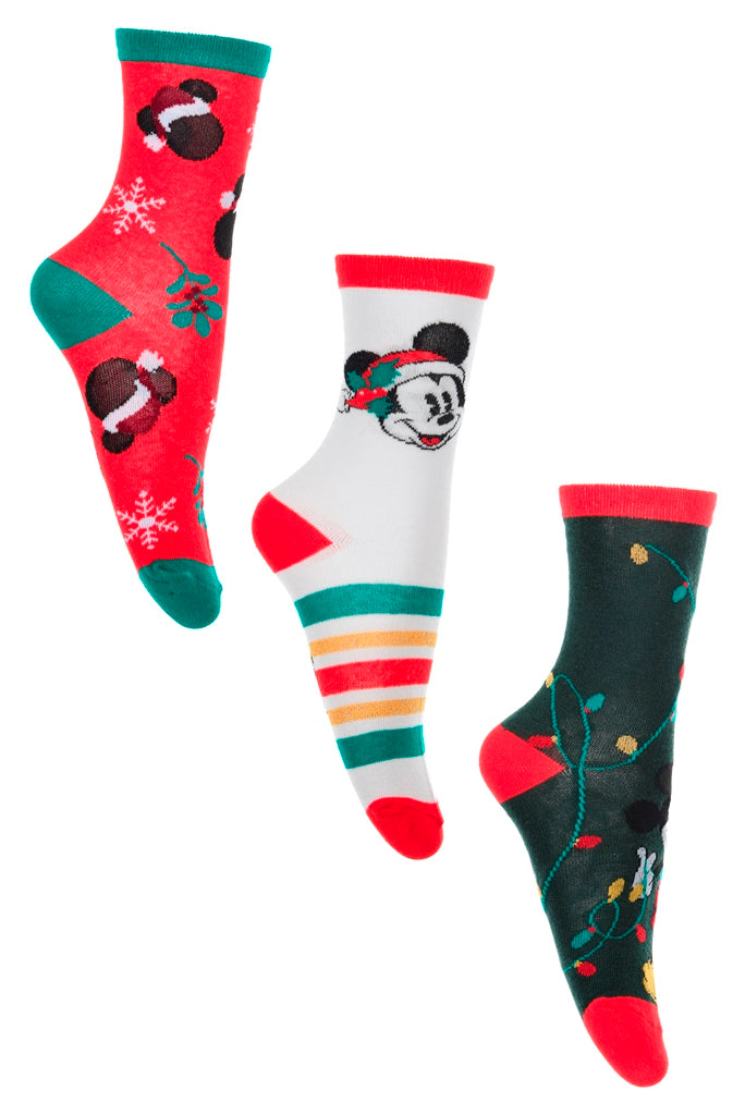 3 paires de chaussettes de Noël Mickey Mouse (Homme)