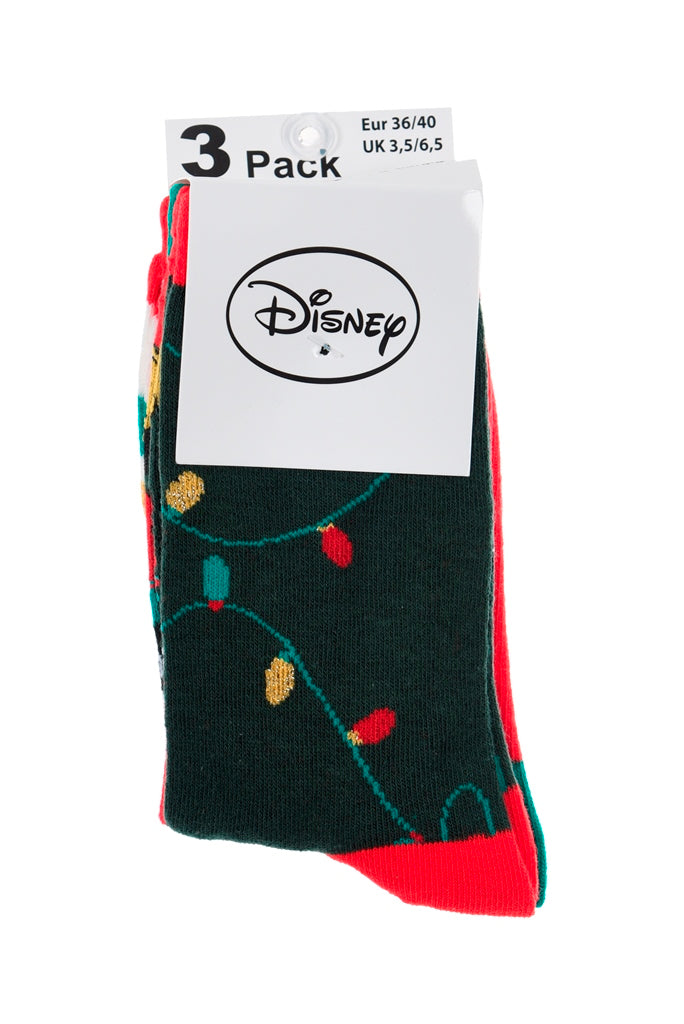3 paires de chaussettes de Noël Mickey Mouse (Homme)