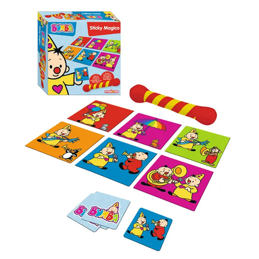 Bumba Sticky Magico kinderspel met magische staf en kleurrijke speelkaarten van Bumba en zijn vriendjes.