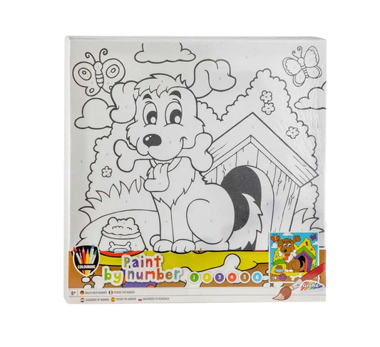 Grafix Paint by Number Puppy Canvas – Schilderen op Nummer Set voor Kinderen
