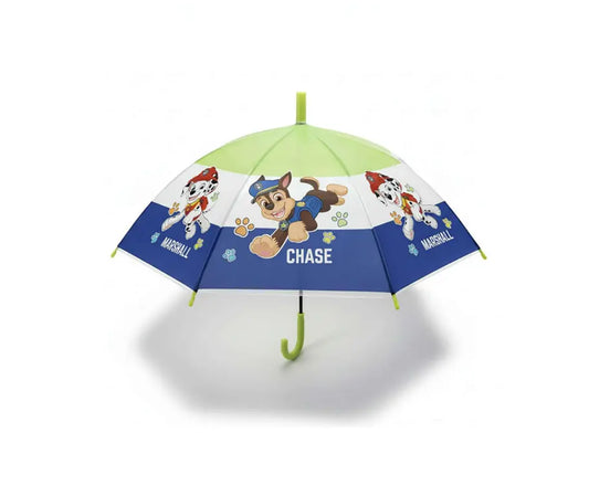 Paw Patrol kinderparaplu Chase en Marshall groen blauw transparant