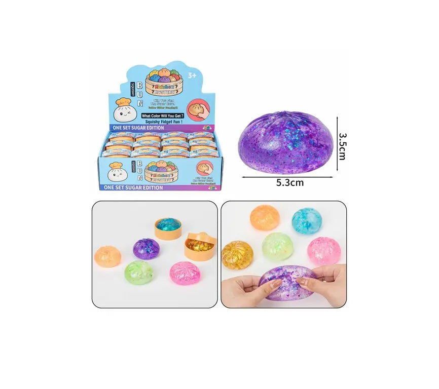 Squishy Dumpling Sugar Edition 5,5 cm glitter squishy in verschillende kleuren