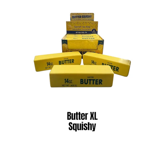 Extra grote Butter XL Squishy slow rising in de vorm van een pak boter van 23 x 6 x 6,5 cm