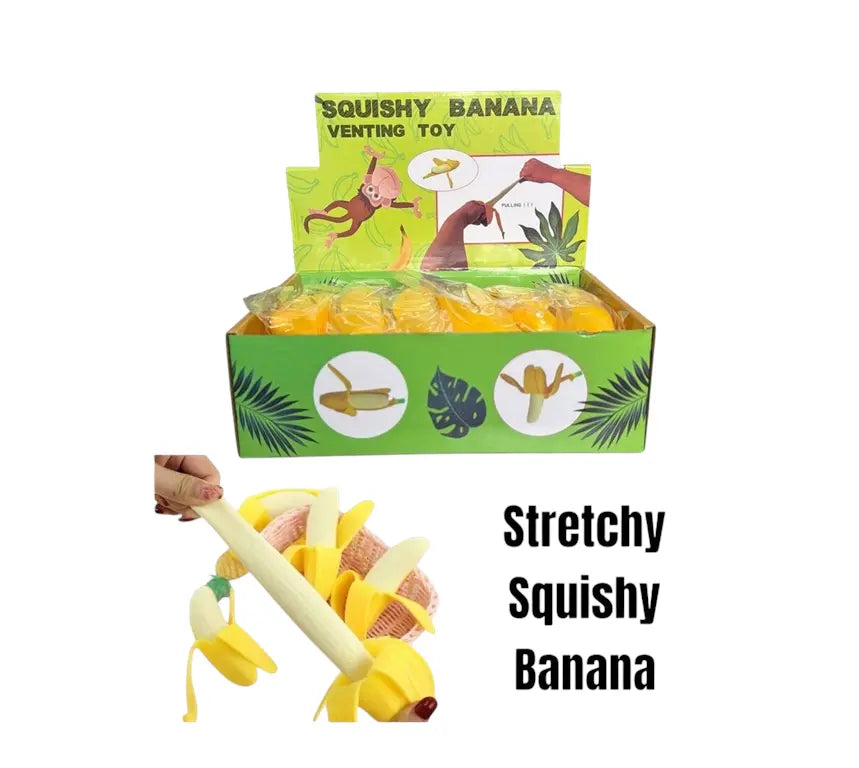 Stretchy banaan squishy rekbaar knijpspeelgoed 14 cm