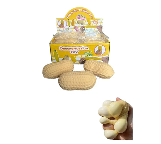 Pinda Squishy 11 x 6 cm knijpspeelgoed met uitpoppende bolletjes