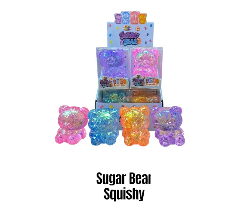 Sugar Glitter Bear Squishy met glitters 6,5 x 6,5 cm