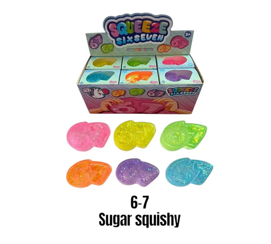 6-7 Sugar Squishy met glitters knijpspeelgoed 7 x 5 cm