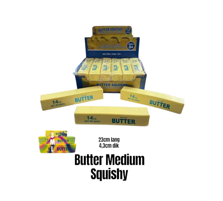 Butter Medium Squishy slow rising knijpspeelgoed 20 cm in boter vorm