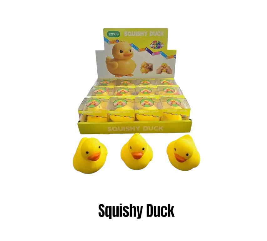 Gele TPR Squishy badeend knijpspeelgoed 7 x 7 cm