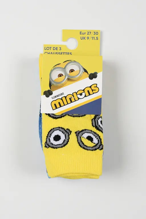 Verpakking met 3 paar Minions sokken voor kinderen