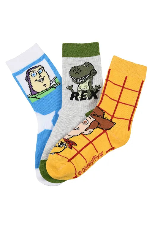 3 paar Toy Story kindersokken met Woody Rex en Buzz Lightyear