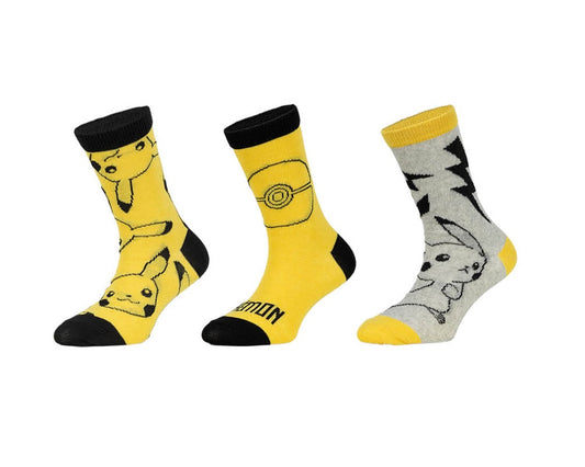 3 paar Pokémon Sokken - geel - maat 23/26