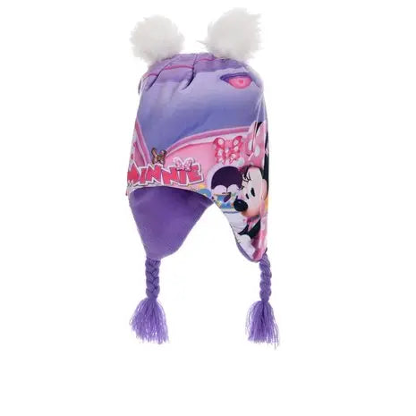 Paarse Disney Minnie Mouse wintermuts met witte pompons