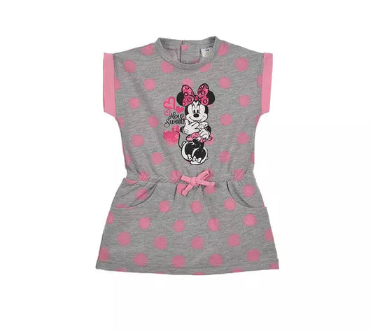 Disney Baby Minnie Mouse Jurkje – Grijs/Roze – Maat 68 – Officiële Licentie
