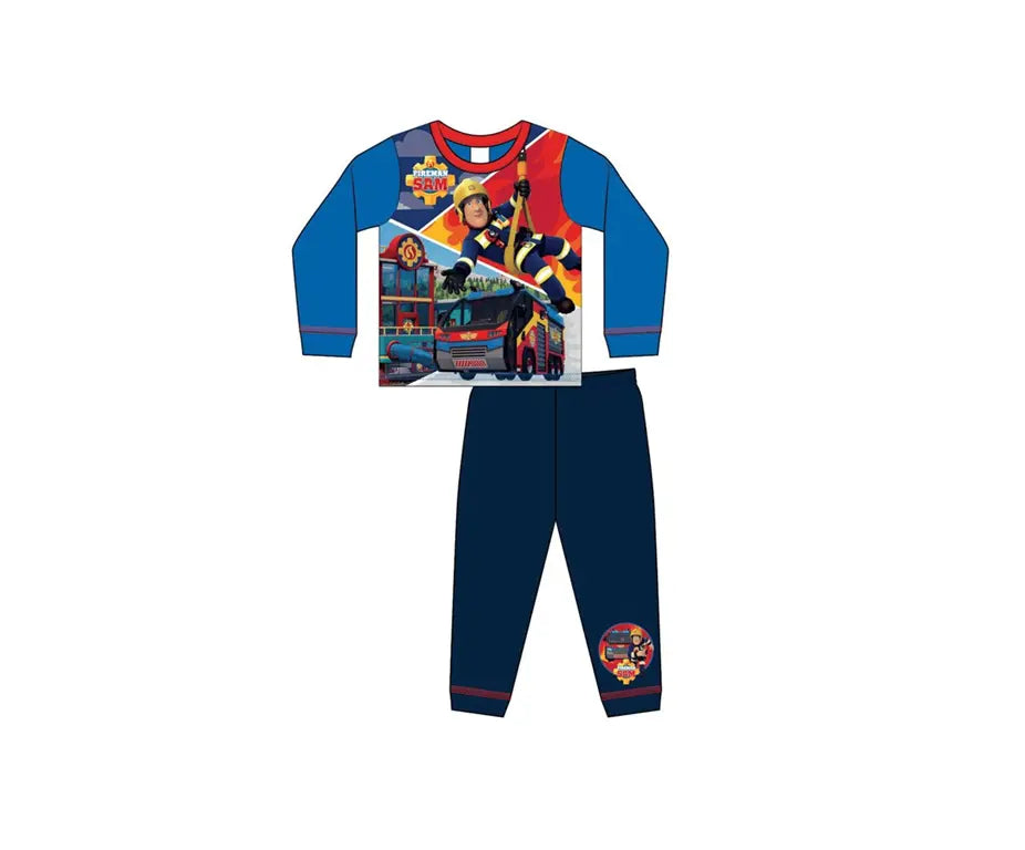 Stoere Brandweerman Sam pyjama voor jongens, 100% katoen, maten 86/92–104/110, officiële licentie.