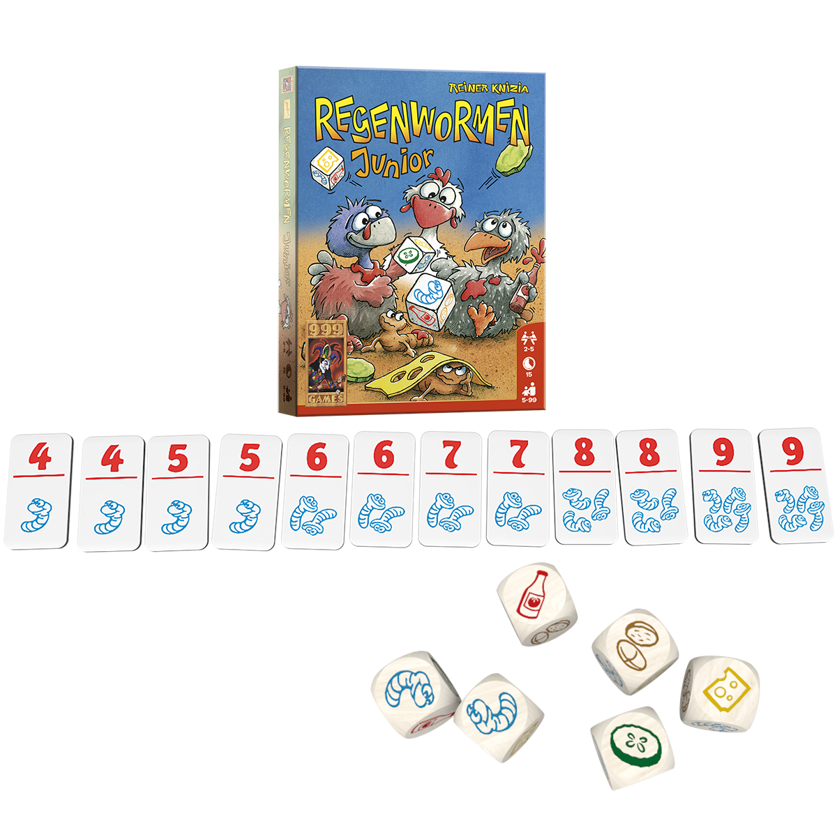 Regenwormen Junior speldoos en speelstukken