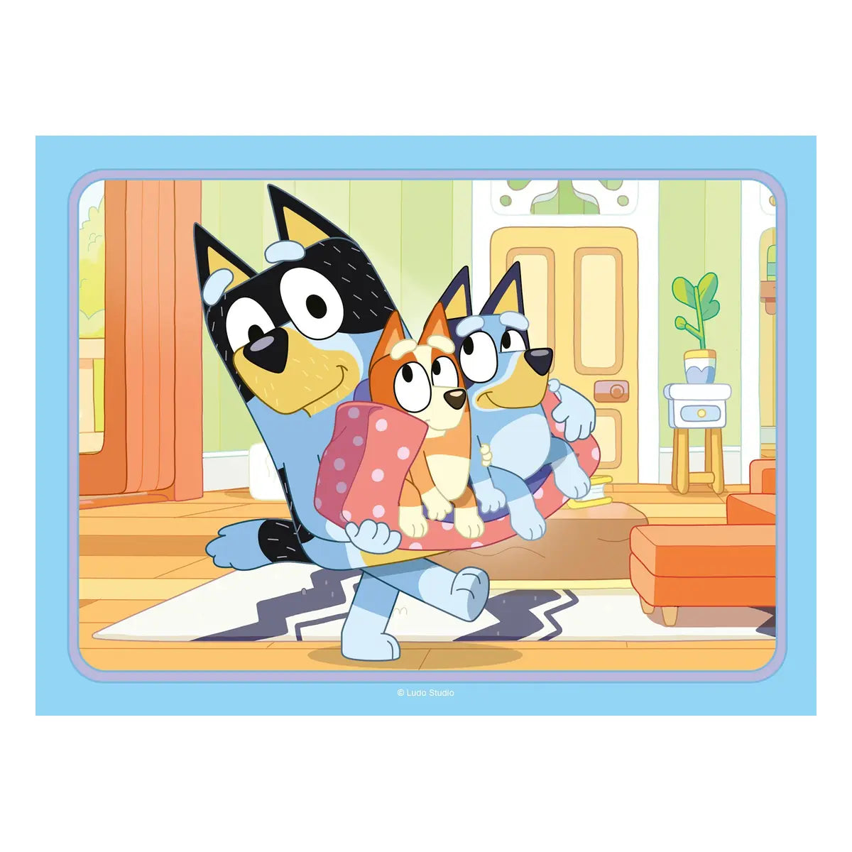 Bluey puzzel van 12 stukjes met Bluey, Bingo, Bandit en Chilli