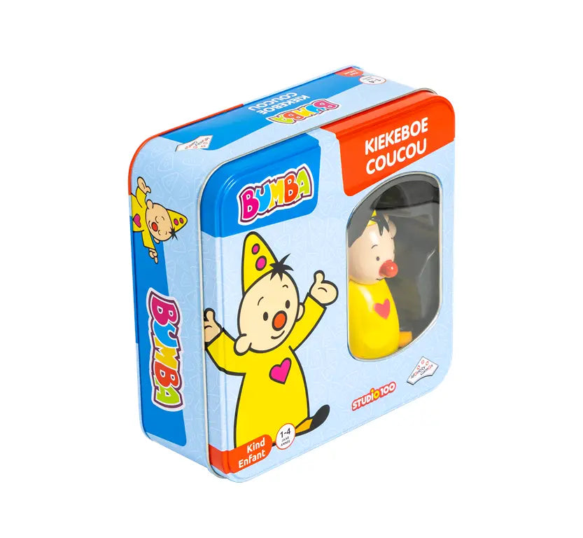 Bumba Kiekeboe peuterspel van Studio 100 in metalen doosje met Bumba figuur voor kinderen van 1 tot 4 jaar.