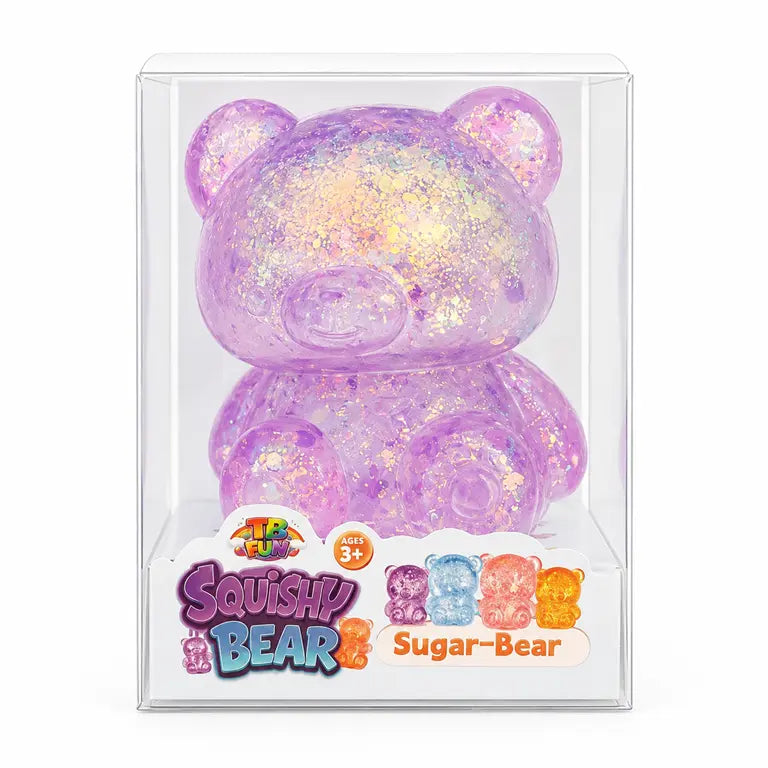 Sugar Glitter Bear Squishy – Glitter Beer Knijpspeelgoed 6,5 x 6,5 cm