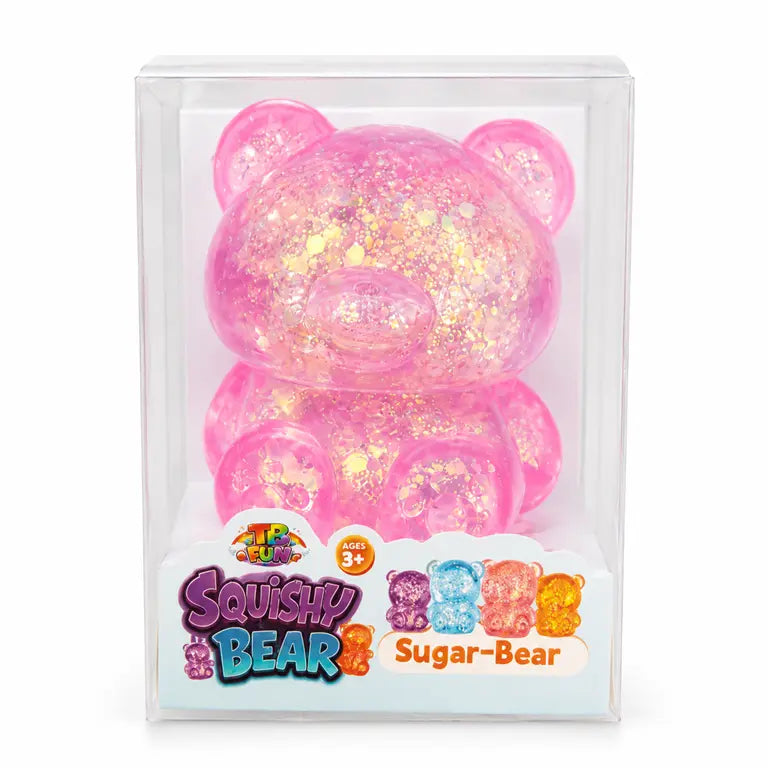 Sugar Glitter Bear Squishy – Glitter Beer Knijpspeelgoed 6,5 x 6,5 cm