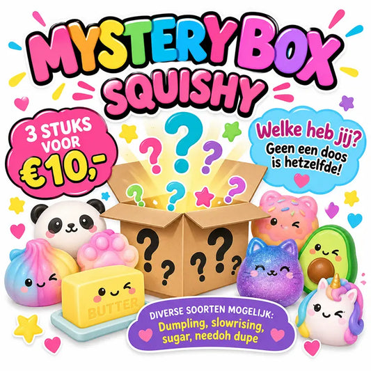 Mystery Box Squishy met 3 verschillende verrassings squishy's voor 10 euro