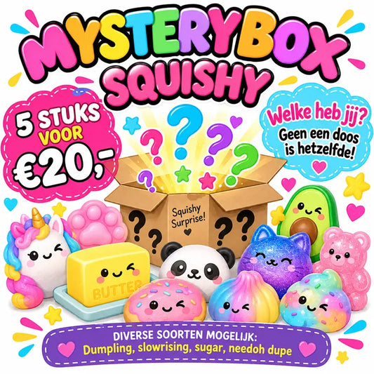 Mystery Box Squishy met 5 verschillende verrassings squishy's voor 20 euro