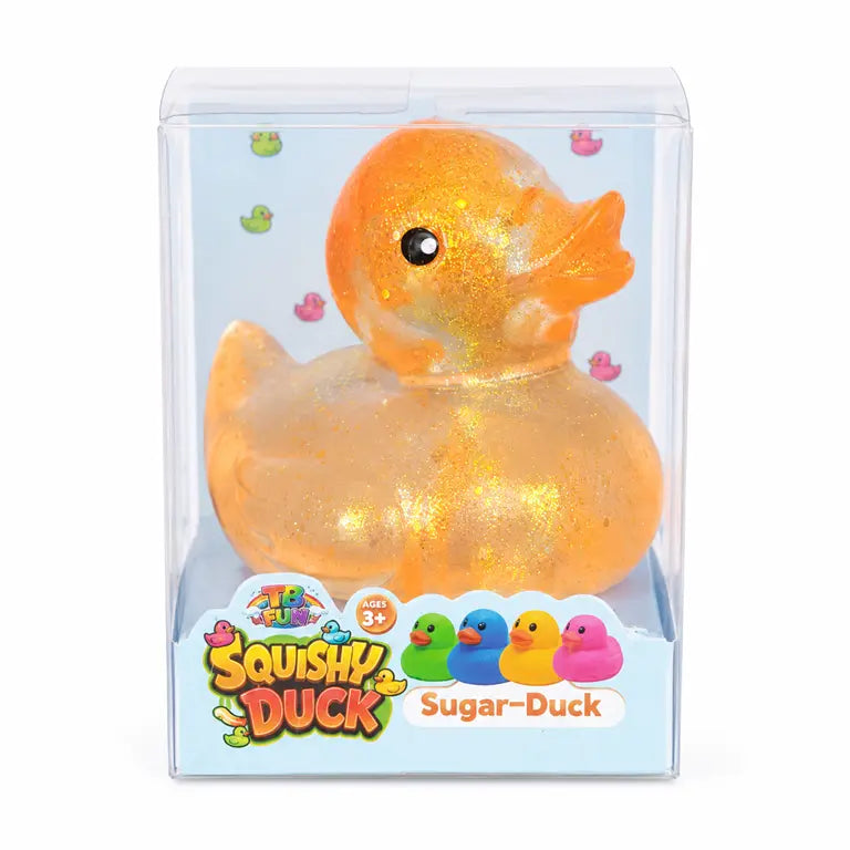 Sugar Duck Squishy met Glitters – Badeend Squishy – 7 x 7 cm – Diverse Kleuren