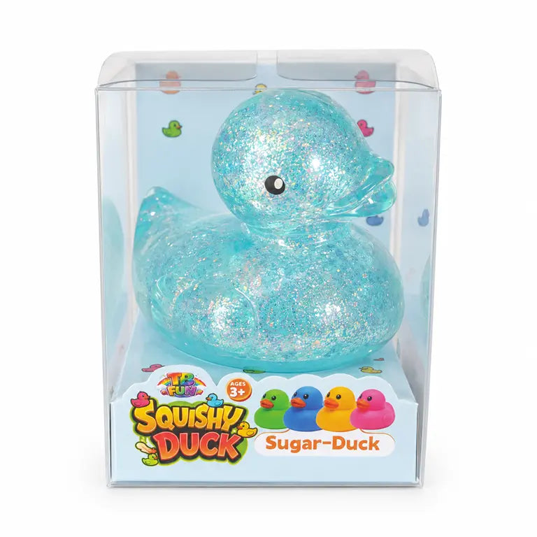 Sugar Duck Squishy met Glitters – Badeend Squishy – 7 x 7 cm – Diverse Kleuren