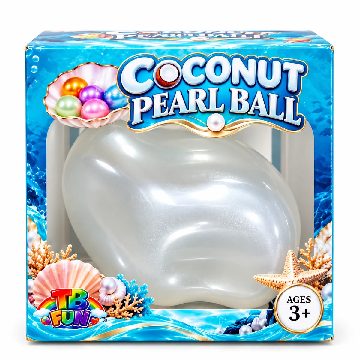 TB-Fun Coconut Pearl Ball squishy wit parelmoer ca. 7 cm