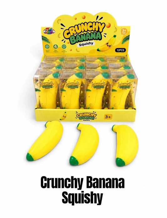 TB-Fun Crunchy Banana Squishy geel in de vorm van een banaan 12 cm