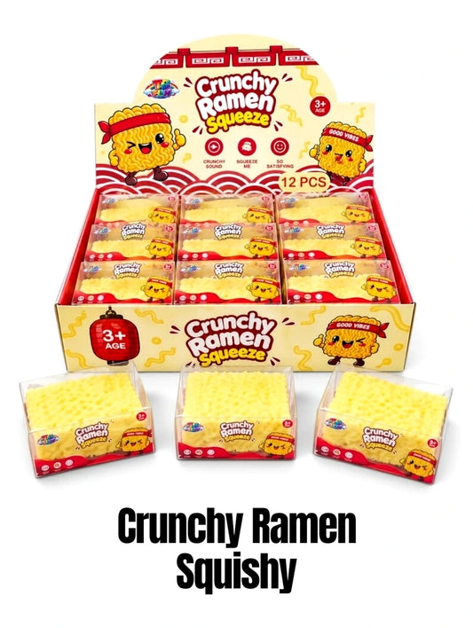Crunchy Ramen Squishy van TB Fun in display met losse verpakkingen