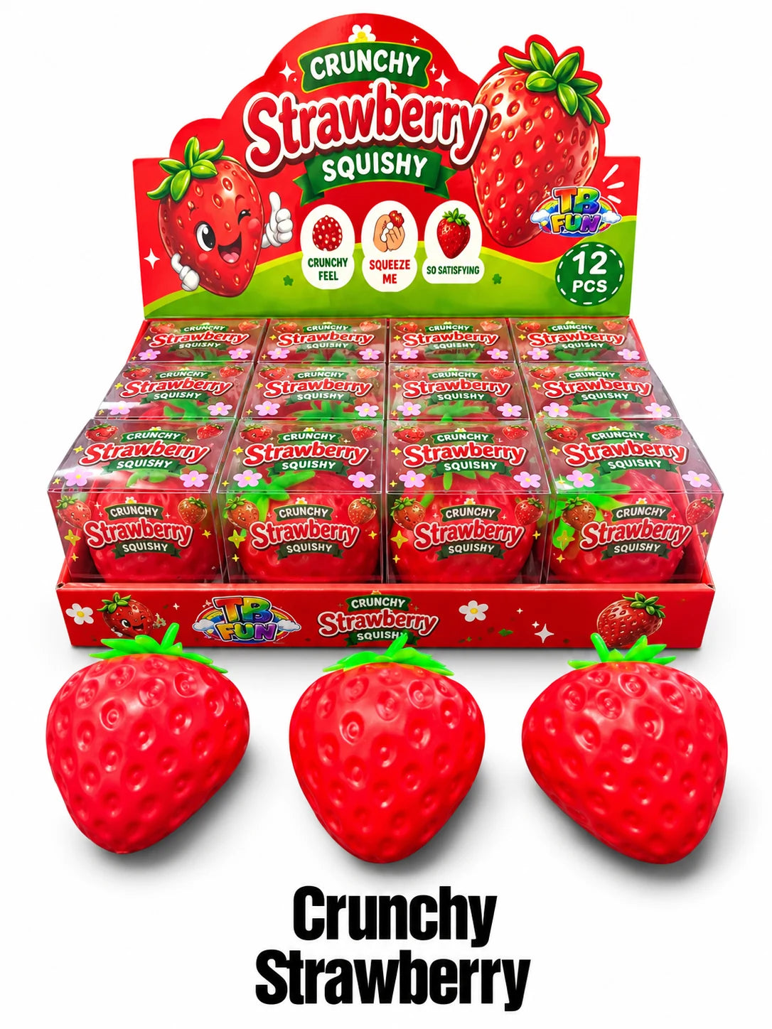TB-Fun Crunchy Strawberry Squishy rode aardbei ca. 8 cm