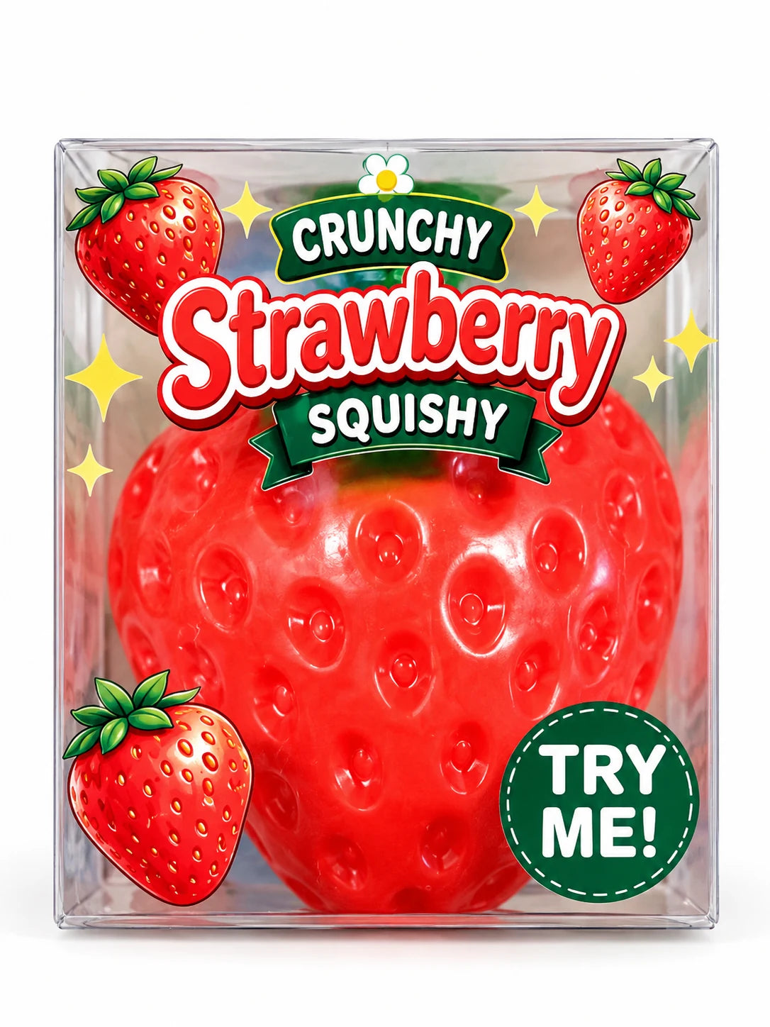 TB-Fun Crunchy Strawberry Squishy aardbei in verpakking