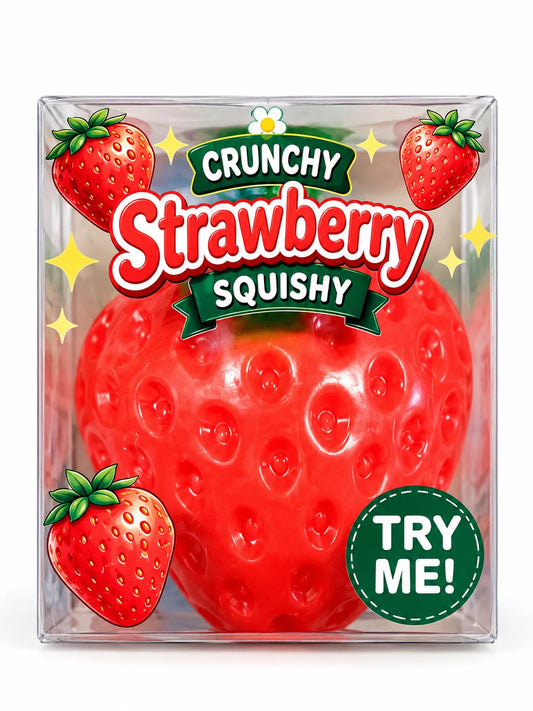 TB-Fun Crunchy Strawberry Squishy aardbei in verpakking
