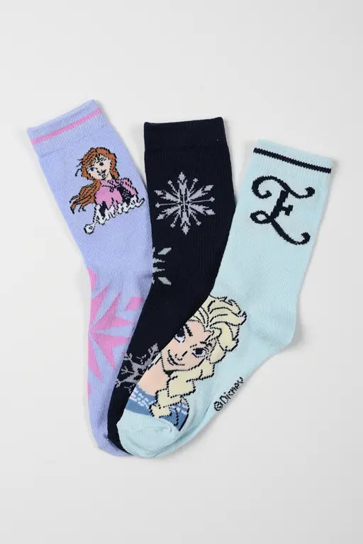 3 paar Disney Frozen kindersokken met Anna Elsa en sneeuwvlokken