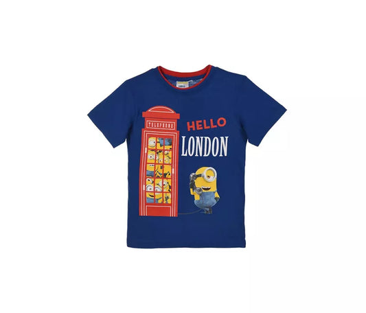 Minions T-shirt Jongens – Hello London – Blauw – 100% Katoen – Officiële Licentie