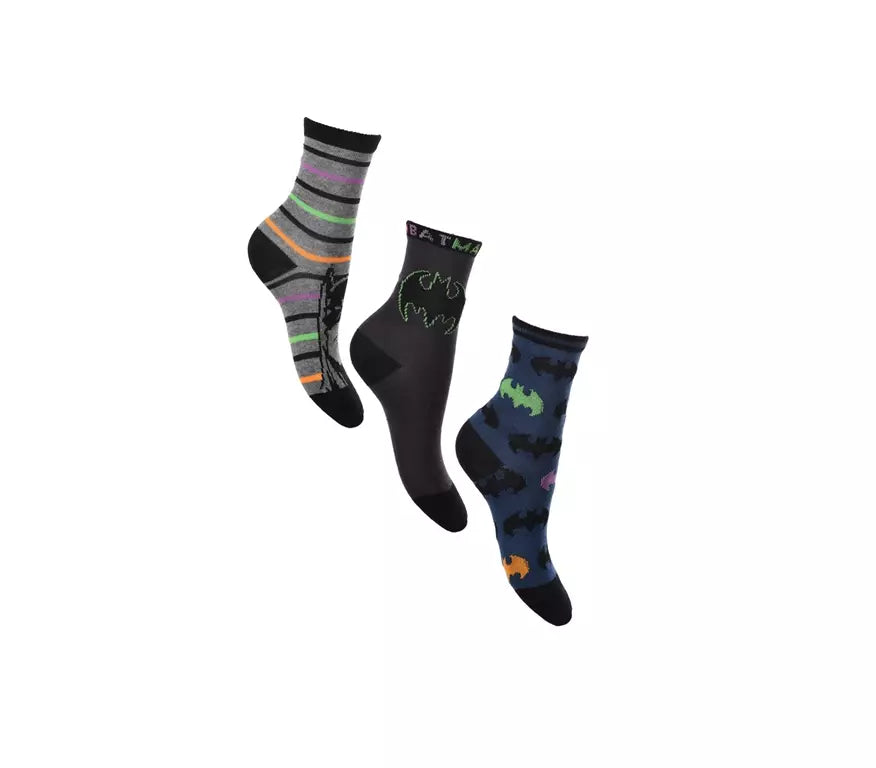 Batman Sokken – 3-Pack – Jongens – Maten 23/26, 27/30, 31/34 – Officiële Licentie