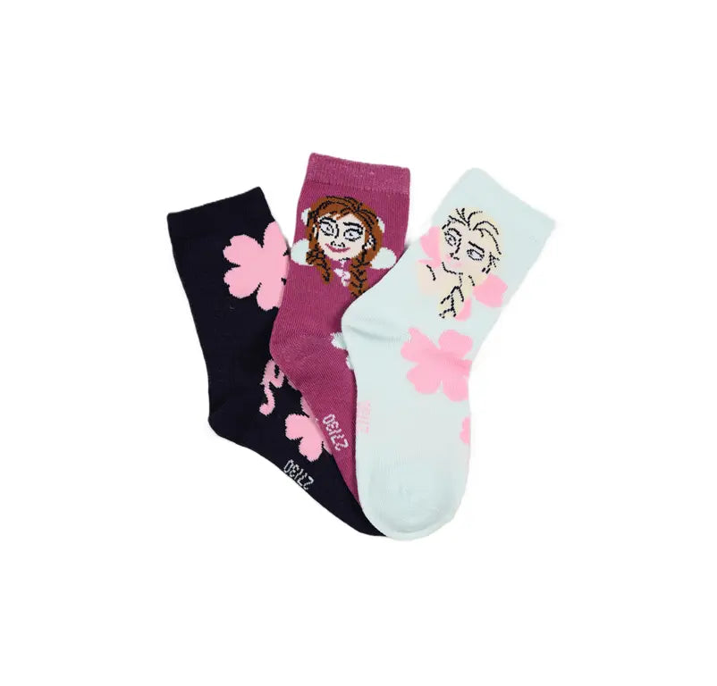 Disney Frozen sokken roze donkerblauw 3 pack Elsa Anna kinder sokken officiële licentie