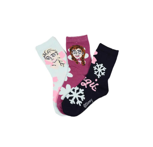 Disney Frozen Kinder Sokken 3-Pack Roze/Donkerblauw – Officiële Licentie