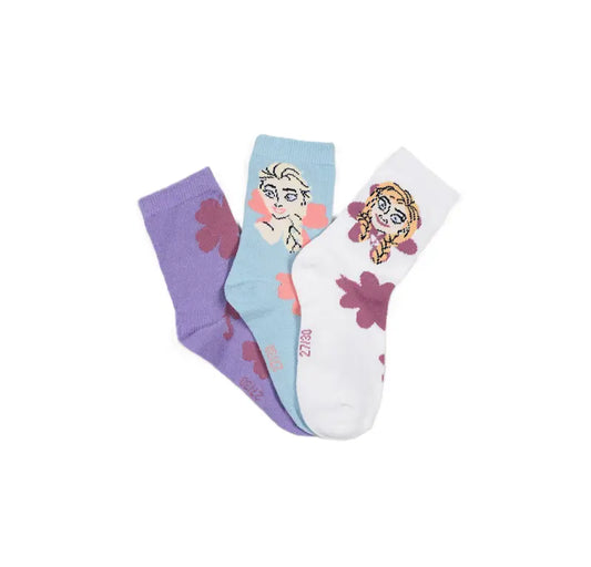 Disney Frozen sokken lichtblauw wit paars 3 pack Elsa Anna kinder sokken officiële licentie