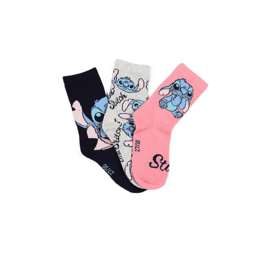 Disney Stitch sokken roze grijs 3 pack kinder sokken officiële licentie