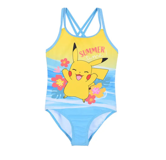 Pokémon Pikachu badpak blauw meisjes zomer badpak met officiële licentie en gekruiste bandjes